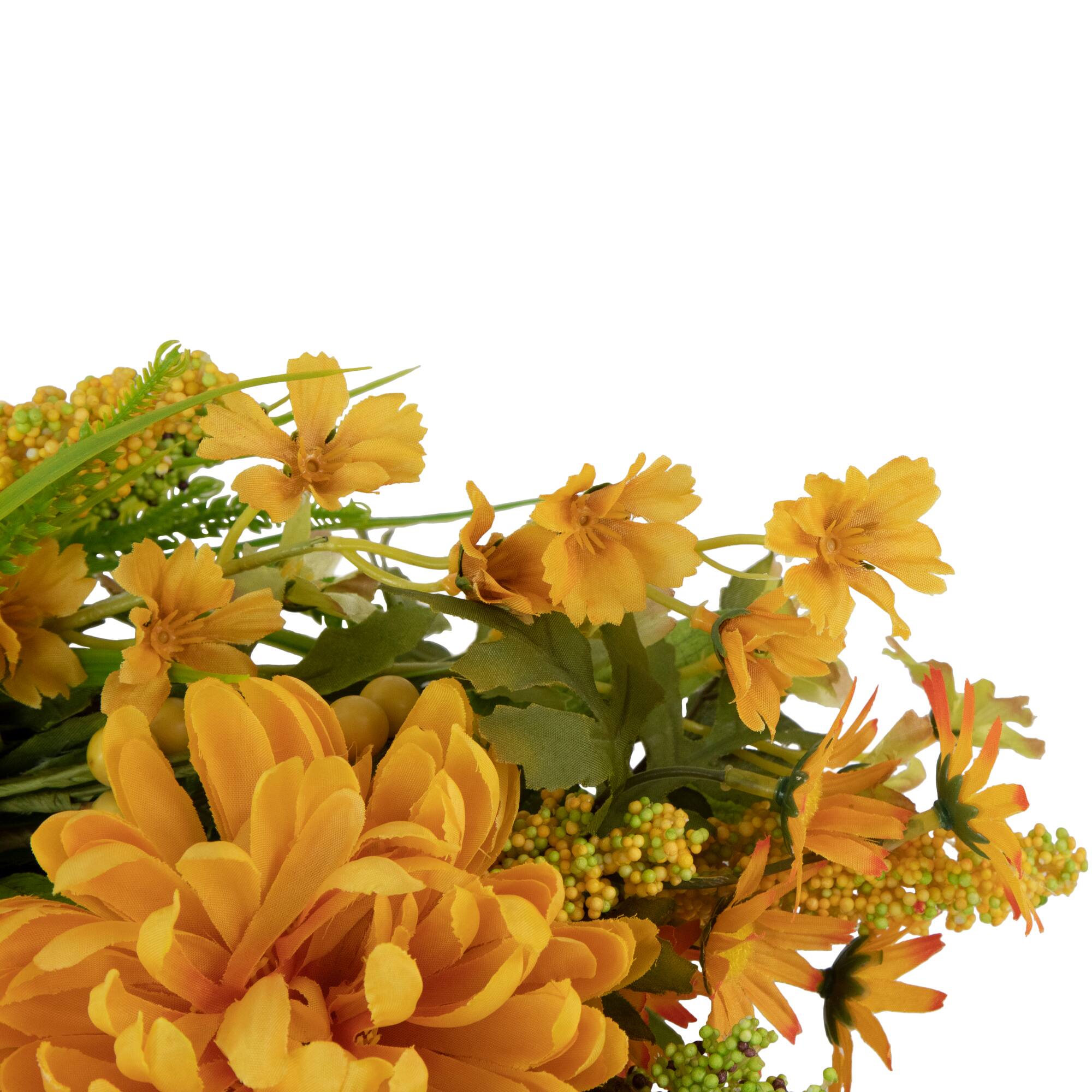 24" Yellow Peony Artificial Fall Harvest Twig Wreath
